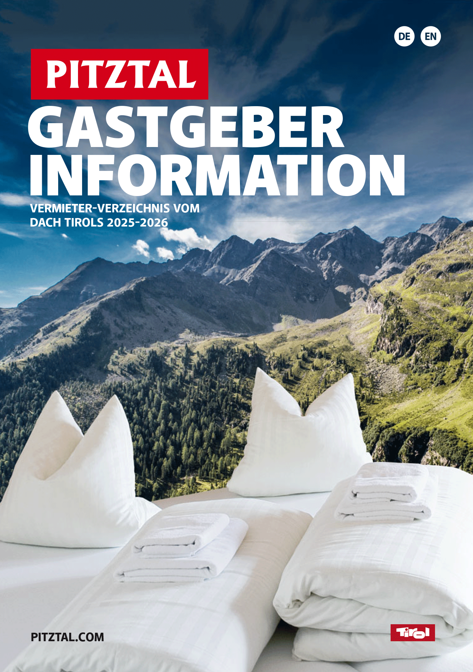 A picturesque mountain landscape with a clear stream and lush greenery. In the foreground, white cushions suggest relaxed hospitality.