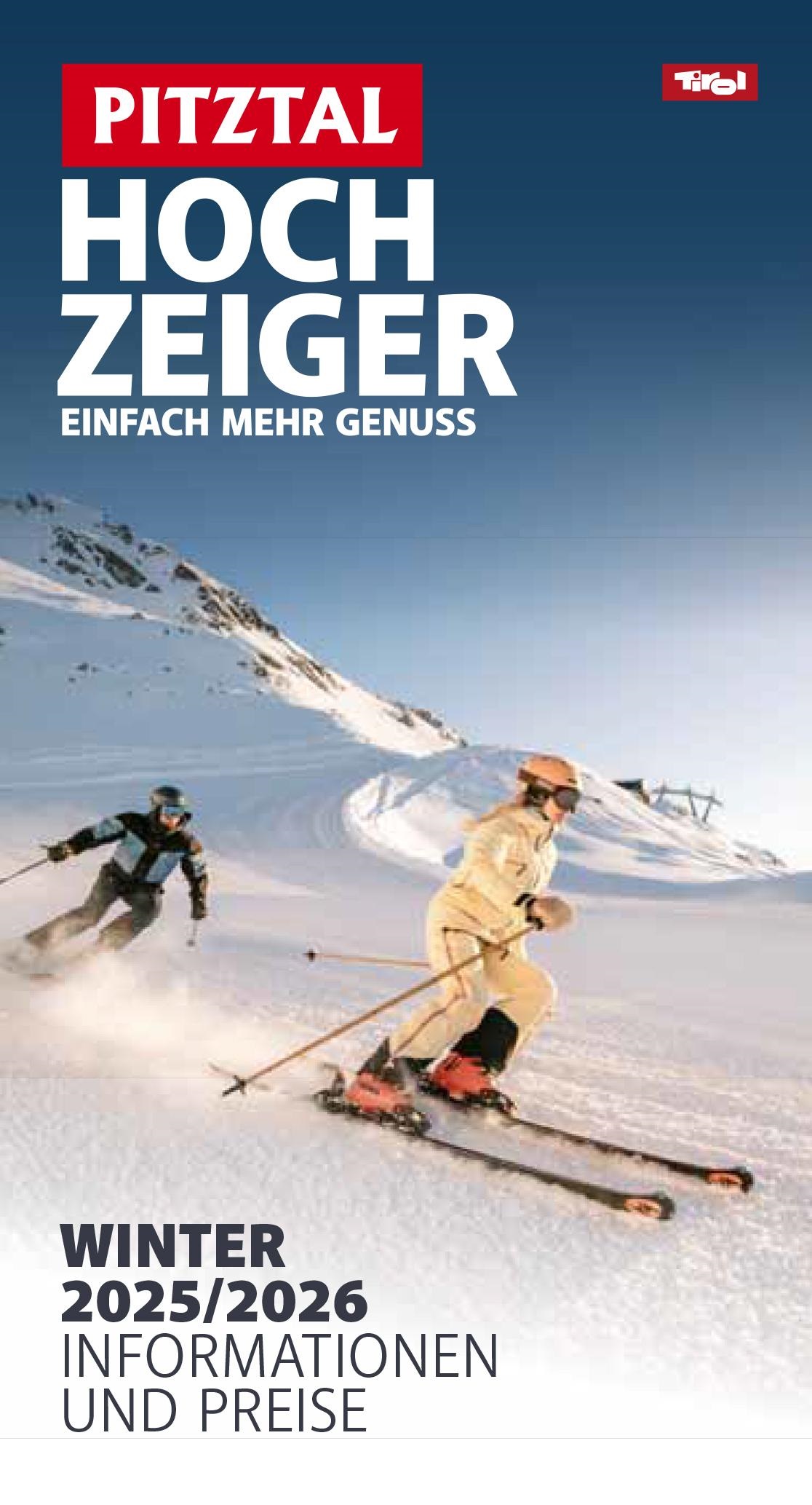 Eine Gruppe von Skifahrern auf einem verschneiten Berg im Winter. Im Hintergrund ist der klare Himmel zu sehen, mit dem Fokus auf Wintersport und Spaß.