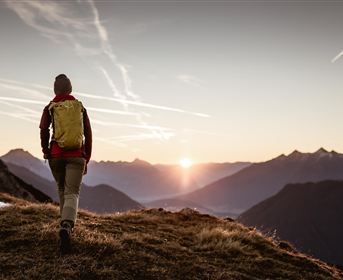 Ein typisches Haus in einer natürlichen Umgebung mit Felsen im Hintergrund. Der Bereich ist grün und von Bäumen umgeben.