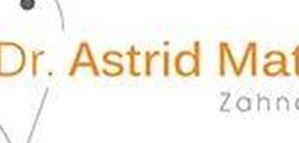 A logo of Dr. Astrid Mathoi, dentist. The design features a stylized tooth and the name in orange lettering.