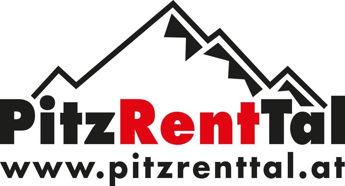 Logo von PitzRentTal mit einer stilisierten Bergsilhouette. Es enthält den Webseiten-Link unter dem Schriftzug.