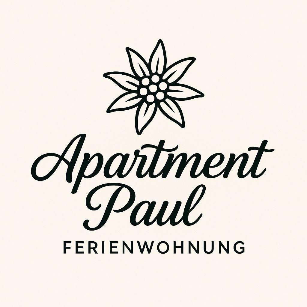 A stylized graphic featuring the text "Apartment Paul" and a flower. Below it, it says "Holiday Apartment".