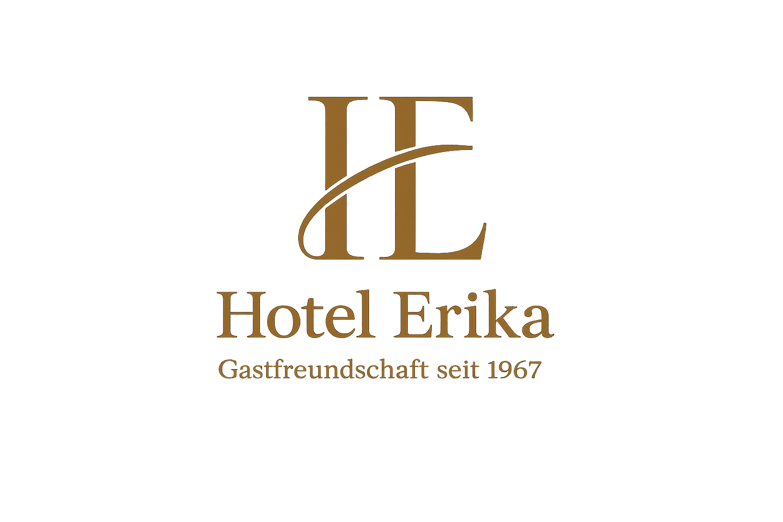 The image shows the logo of Hotel Erika with the inscription "Hospitality since 1967". It conveys a sense of tradition and hospitality.