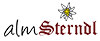 A stylized logo featuring an alpine flower and the inscription "Sternidl". The background is black and the colors are vibrant.