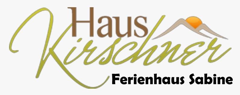 The image shows the logo of the vacation home Sabine, called "Haus Kirschner." It features stylized lettering and a simple graphic element of a mountain with a sun.