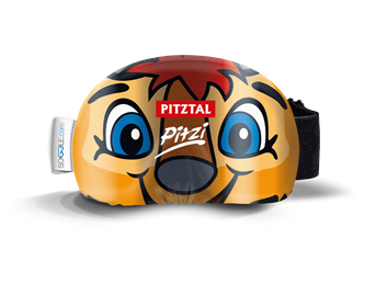 Eine lustige Mütze mit einem cartoonhaften Gesicht und einem breiten Lächeln. Sie trägt den Namen "Piztal" und hat eine auffällige Gestaltung.
