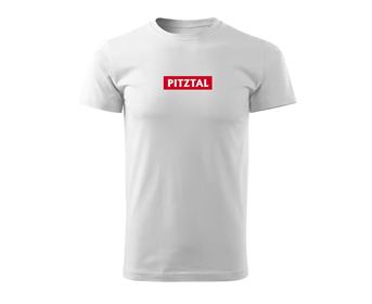 A simple white T-shirt with the print "PITZTAL" in red letters. Ideal for leisure and sports.