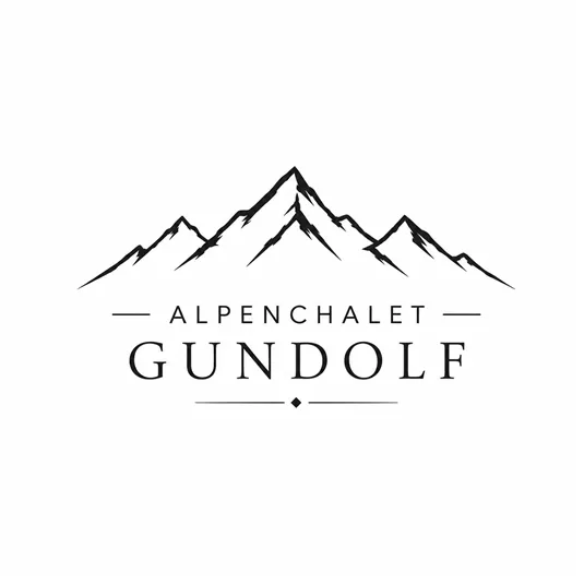 Ein stilisiertes Logo mit Bergen und dem Namen "Alpenchalet Gundolf". Es vermittelt ein Gefühl von Berglandschaft und Naturverbundenheit.