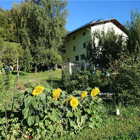Rückansicht Garten Rauthhof Pitztal