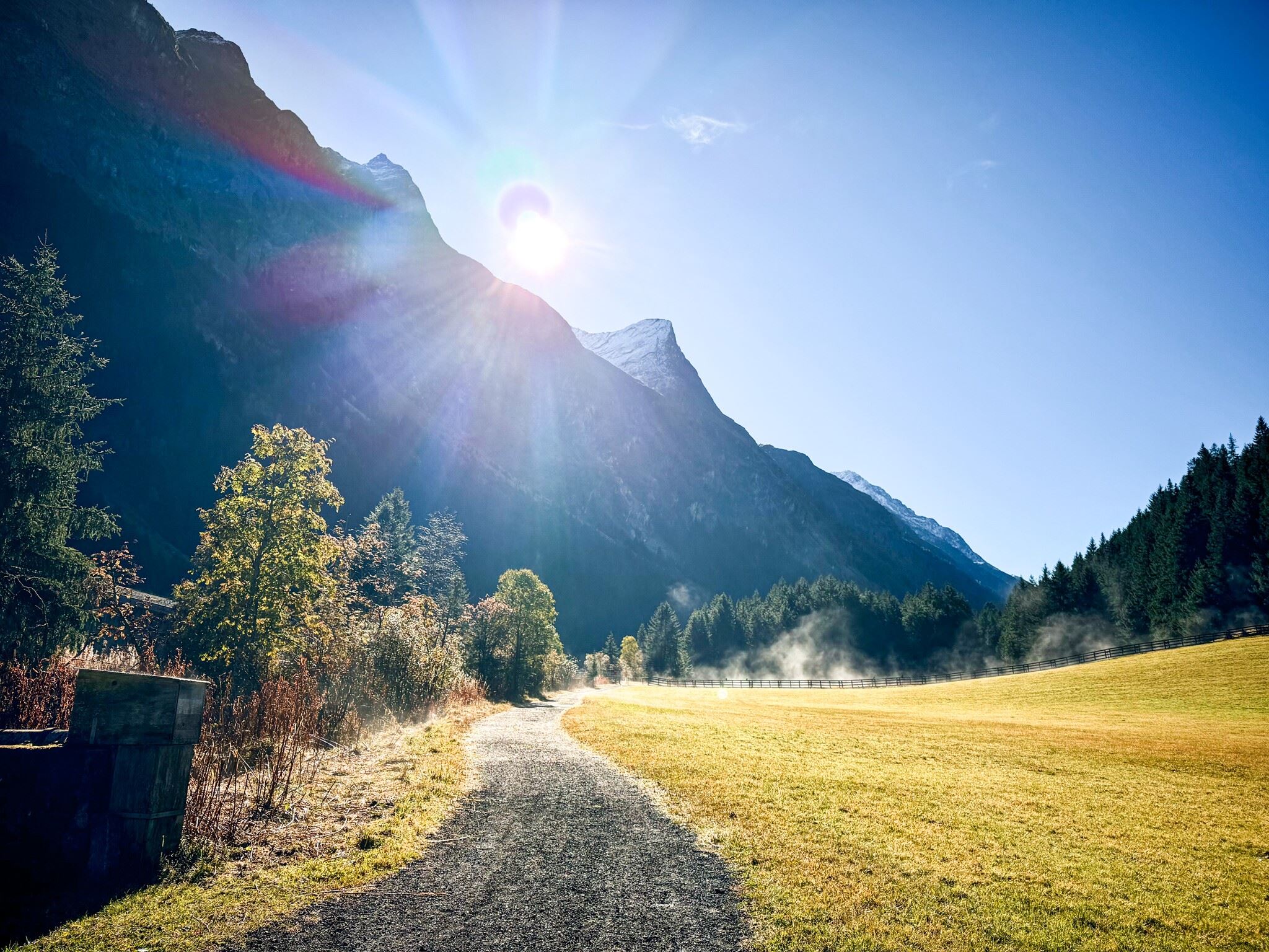 Valley hiking trail in autumn